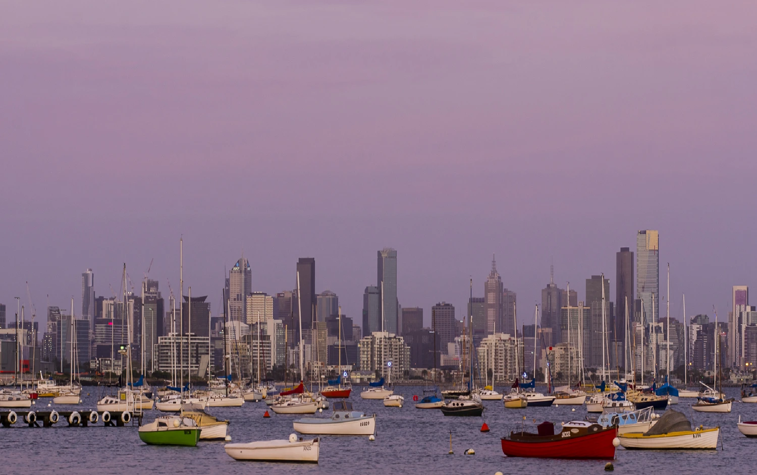 Melbourne skyline and waterfront travel view